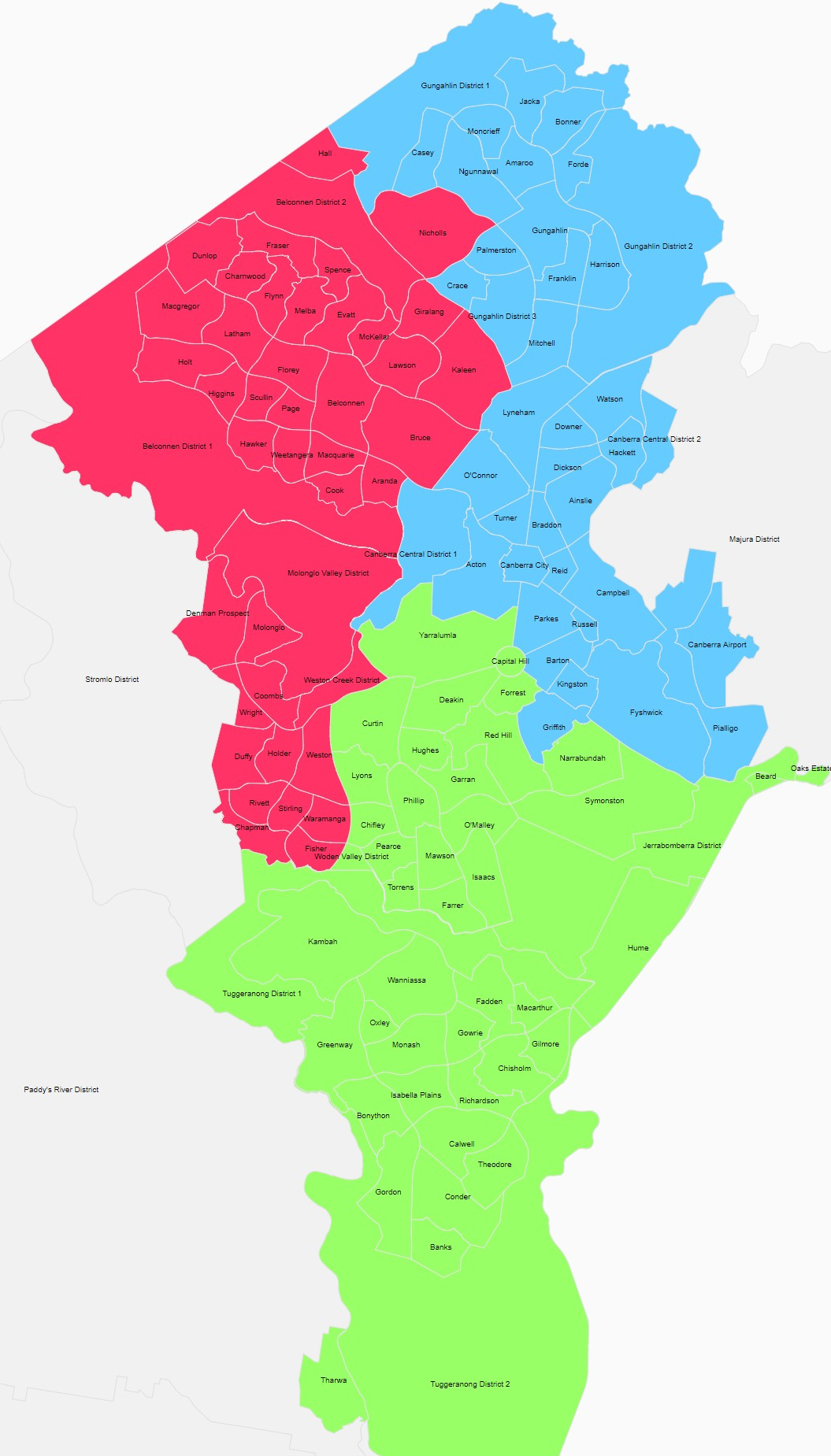 Suggested redistribution of Federal electoral divisions in the ACT